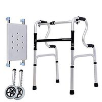 DAGCOT Lightweight Folding Walker Multi-Function Anti-Slip Elderly Folding Walking Frame Disabled Walker + Bath Board + Pulley/No Pulley,B#