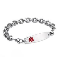 linnalove-Interchangeable Stainless Steel Cable Chain Medical Alert Bracelets-Free Engraving(1353/7.5")