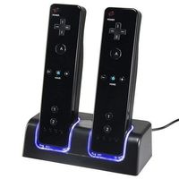 Wii Charging Station, Dual Charger Dock with Two Rechargeable 2800mAH Batteries for Wii Remote Controller (Black)