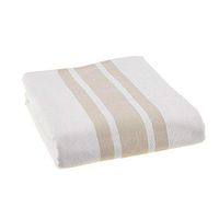 (70x90 in) Hospital Patient Bath Blanket, Cotton Blended Striped/White-Beige Stripe