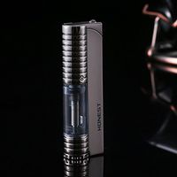 Honest Windproof Lighter Gas Lighter Cigarette Lighter Torch Lighter Jet Red Single Flame Refillable Inflatable Cigar Lighter D0529 (2)