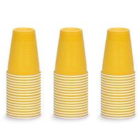DecorRack 60 Party Cups, 12oz Reusable Disposable Soda Cups for Birthday Party, Bachelorette, Camping, Indoor Outdoor Events, Beverage Drinking Cups, Round -BPA Free- Plastic Cups, Yellow (60 Pack)