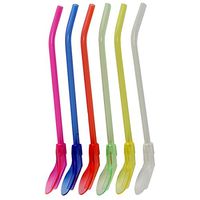 Home-X - Colorful Stirring Spoon Straws (Set of 6), The Ultimate Two-In-One Kitchen Utensil Perfect for Cereal, Smoothies, Milkshakes, and Soups