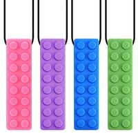 Accmor 4 Pack Sensory Chewing Necklace for ADHD, Teething, Autism, Biting, Oral Motor Chewy Stick/Tube Toy Jewelry for Boys, Girls, Adults, Toddlers(Blue, Green, Purple, Pink)