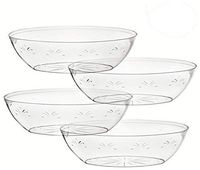 Oval Crystal Clear Plastic Serving Bowls, Salad, Snack, Disposable Bowls -64 Ounce – Perfect For Your Party or Event – and Durable Hard Plastic, Pack of 4.