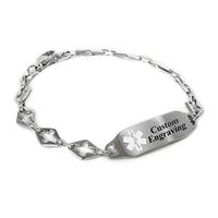 My Identity Doctor - Ladies Medical Alert Bracelet with Engraving - 316L 6mm Steel Cross - White - Wrist Size 6.25 Inch