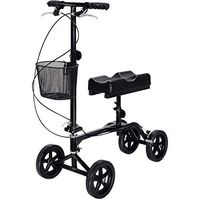 ZBYL Medical Steerable Folding Knee Scooter Walker with Shopping Basket Crutches Alternative