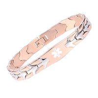 Fashion Flying Fish Stainless Steel Rose Tone Medical Alert id Bracelets with Free Engraving(8.5)