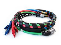 15' 3-IN-1 WRAP 7 WAY ELECTRICAL GREEN ABS TRAILER CORD & AIR LINE HOSE GLADHAND