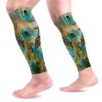 THONFIRE Calf Leg Compression Sleeve for Women Peacock Candle Pregnancy Varicose Veins Calf Guard Arm Wide Cover UV Protection
