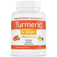 Longevity Turmeric Curcumin & Ginger with Bioperine. - Healthy Joints, Anti-inflammatory, antioxidant and Anti-Aging