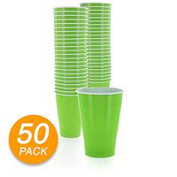 Amcrate Kiwi Green Colored 12-Ounce Disposable Plastic Party Cups - Ideal for Weddings, Party’s, Birthdays, Dinners, Lunch’s. (Pack of 50)