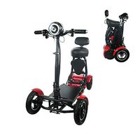 2020 New Foldable Lightweight Li-on Battery Power Mobility Scooters Easy Travel Electric Wheelchair Multi Terrain Scooter for Adults with Child Seat (Red)