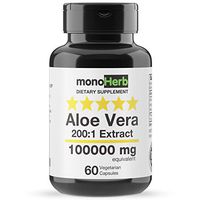 Aloe Vera 500 mg 200X Extract - 60 Capsules - 100 000 mg Equivalent