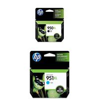 HP 950XL Black High Yield Original Ink Cartridge (CN045AN) and HP 951XL Cyan High Yield Original Ink Cartridge (CN046AN) Bundle