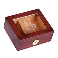 Personalized Glass Top Cigar Humidor Box - Monogrammed Cigar Humidor - Humidor - Holds 25-50 Cigars - Cedar Divider - Initial E