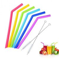 Tech Ex 6 pack Rainbow Colored Reusable Silicone Straws Extra Long Flexible Bend Smoothies Straws Reusable Drinking Straws for 30 oz Yeti/Rtic Tumblers, Set of 6 PCS Straws and 2 Cleaning Brushes