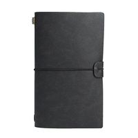 WIN Leather Cover Notebooks, Vintage Refillable Traveler's Notebook Diary Notepad (Black)