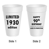 Mandeville Party Company,Happy 90th Birthday Styrofoam Cups - Limited 1930 Edition, Aged To Perfection