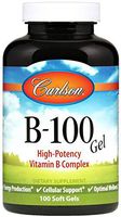 Carlson - B-100 Gels, High-Potency Vitamin B Complex, Energy Production, Cellular Support & Optimal Wellness, 100 Softgels