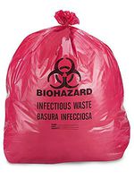 Medical Liners, Coreless Rolls, Red Infectious Waste Bags, 24" Width x 24" Length, 7-10 Gallon, 1.3 Mil, 35 lbs Load Capacity, 500 Per Case