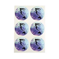 Mermaid Stickers, Mermaid Black Silhouette Envelope Seals, Party Favor Labels, Cupcake Toppers for Mermaid Themed Parties, by Once Upon Supplies, 1.5 Inches, 30 Stickers