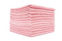 The Rag Company (12-Pack) 12 in. x 12 in. Commercial Grade All-Purpose Microfiber Highly Absorbent, LINT-Free, Streak-Free Cleaning Towels (Pink)