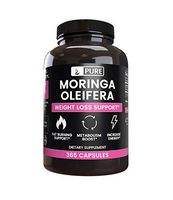 Moringa Oleifera, 365 Capsules, 3 Months Supply, No Magnesium or Rice Filler, Gluten-Free, Made in USA, Natural Source, 1200 mg of Potent & Undiluted Moringa Oleifera with No Additives