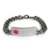 PACEMAKER Medical ID Alert Bracelet with Embossed Emblem and Wide Chain. Style: Classic Wide, Premium Series.