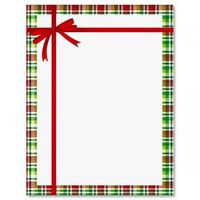 Tied Tartan Bow Christmas Letter Papers - Set of 25 Christmas Stationery Papers are 8 1/2" x 11", Compatible Computer Paper