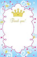 30 Gold Princess Birthday Party Baby Girl Shower Blank Thank You Cards Blue Hot Pink Star Glitter Design + 30 White Envelopes
