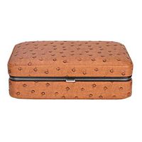 Cigar Box Portable Travel Outdoor Cedar Humidor Case Ostrich Grain Magnetic Buckle Humidor Leather Wood Lined Storage Box Holders 4 Cigars for Man Gift