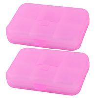 uxcell® Plastic Travel 6 Compartments Capsule Pills Portable Storage Box Case 2pcs Pink
