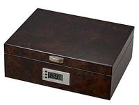 Visol Ridge Dark Burl Varnished Cigar Humidor with Free Laser Engraved Metal Plate (Vine Monogram)