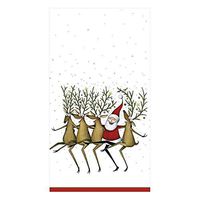 Caspari Santa's Kickettes Paper Guest Towel Napkins in White, Two Packs of 15