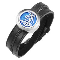 LADEMAYH Women Essential Oil Diffuser Bracelet- 25mm Music Notes Design Magnetic Stainless Steel Diffuser Locket Aromatherapy Leather Bracelet Gift for Girls