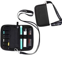 Empty PU Leather Carrying Case with Lanyard for JUUL and Other Vape Pen MYLE,stiiizy and Flat Cigarette NRX,VTV, PHIX Lanyard Necklace (Black)