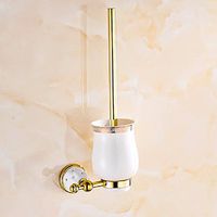 WAWZJ Toilet cleaner, brush, European Style Brass Belt, pedestal toilet, toilet brush, toilet toilet brush set,A