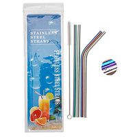 4PCS Textured Pattern Reusable Metal Straws,8.5" Stainless Steel Straws -Cleaning Brush for 20/30 Oz for Yeti Tumblers (Silver: 2 Straight + 2 Bent + 1 Brush)