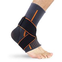 Runee Ankle Brace Compression Support Sleeve with Adjustable Strap for Sprain, Plantar Fasciitis, Sports Protection, Injury Recovery, Achilles Tendon, Heel Spurs, and Pain Relief (Large)