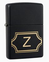 Zippo Black Matte with Nameplate Windproof Lighter with Initial"Z"