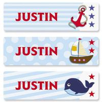 Personalized Nautical Name Stickers - 4 Sheets, 240 Stickers Total, Envelope Seals, Kids Parties