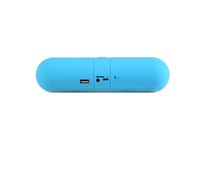 Wireless Bluetooth Outdoor Portable Pill Speaker Supports FM TF USB Functions with Built-in Microphone and HD Voice (Blue)