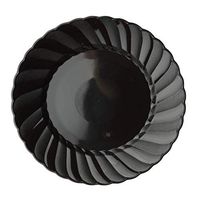 BalsaCircle 48 pcs 7.5-Inch Black Plastic Round Plates - Disposable Wedding Party Catering Tableware