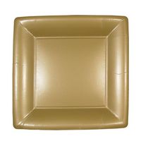 Lillian 24-Pack Square Paper Plates, 7-Inch, Gold