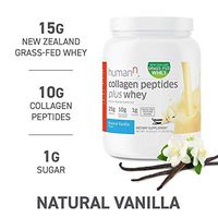 HumanN Collagen Peptides Plus Whey | Low-Carb, Grass-Fed, Pasture-Raised, 10 Grams of Collagen Peptides Plus 15 Grams of Whey Protein, Gluten Free, Soy Free, Non-GMO, Type I and III (Vanilla)