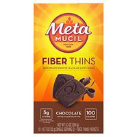 Metamucil Fiber Thins, 12 Servings, Chocolate Flavored Dietary Fiber Supplement Snack with Psyllium Husk