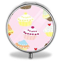 Pill Case, Small Pill Box, Premium Small Pill Organizer, Vitamin Box - Cupcakes
