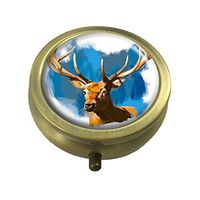 Deer Custom Round Pill Box Pocket Wallet Travel Pill Vitamin Decoration Box Holder