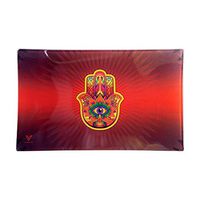 Glass Rolling Tray by V Syndicate (Hamsa Red, Medium)